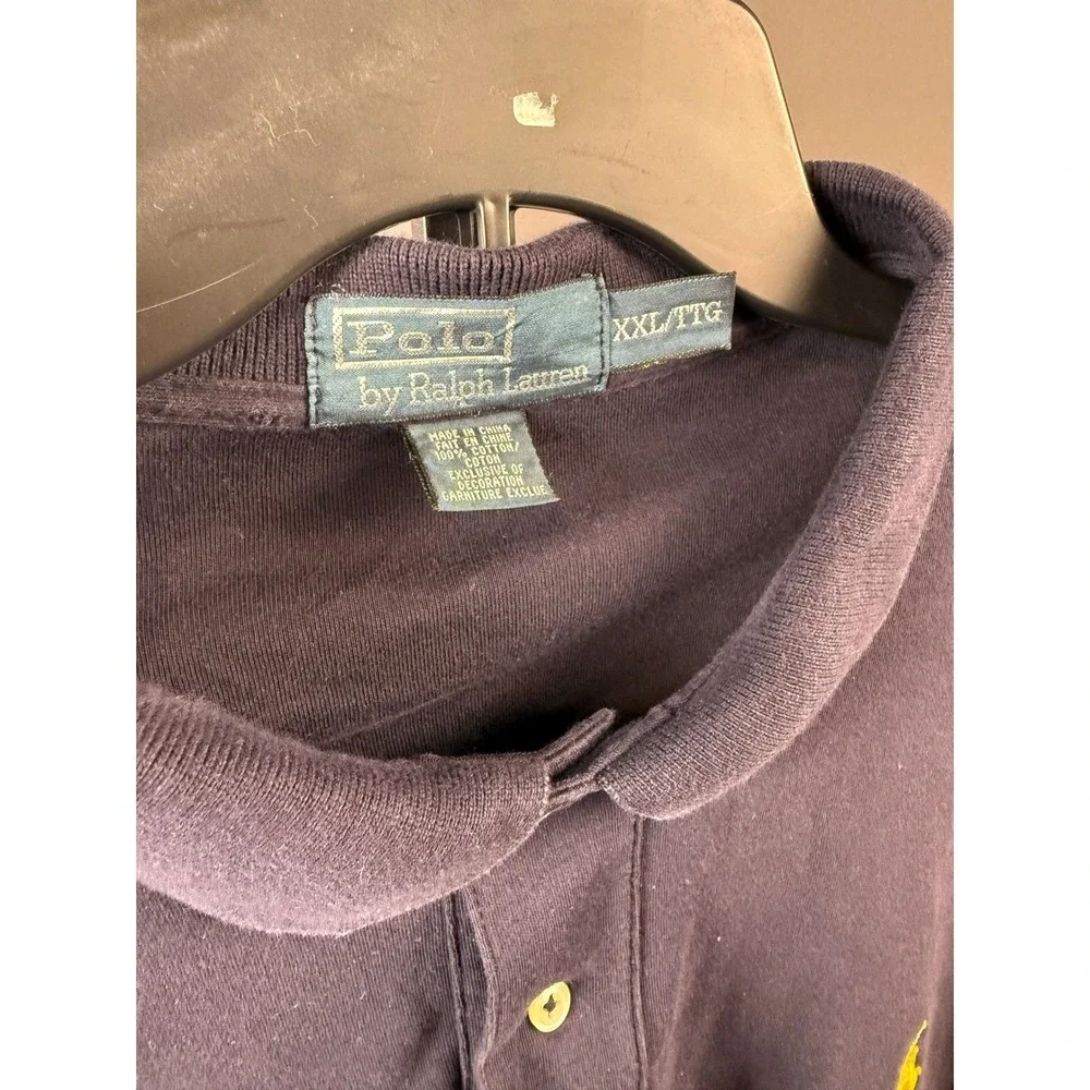 Polo Ralph Lauren Polo Shirt Mens XXL Navy Blue Long Sleeve Cotton Pique Pony
